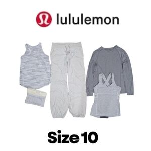5 piece Lululemon Bundle Size 10 A mix of White Gray Athletic Style Bundle